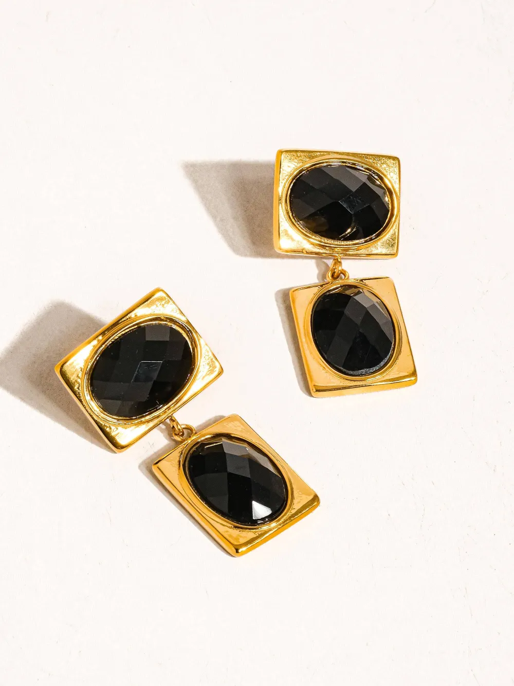Square Frame Stone Earrings