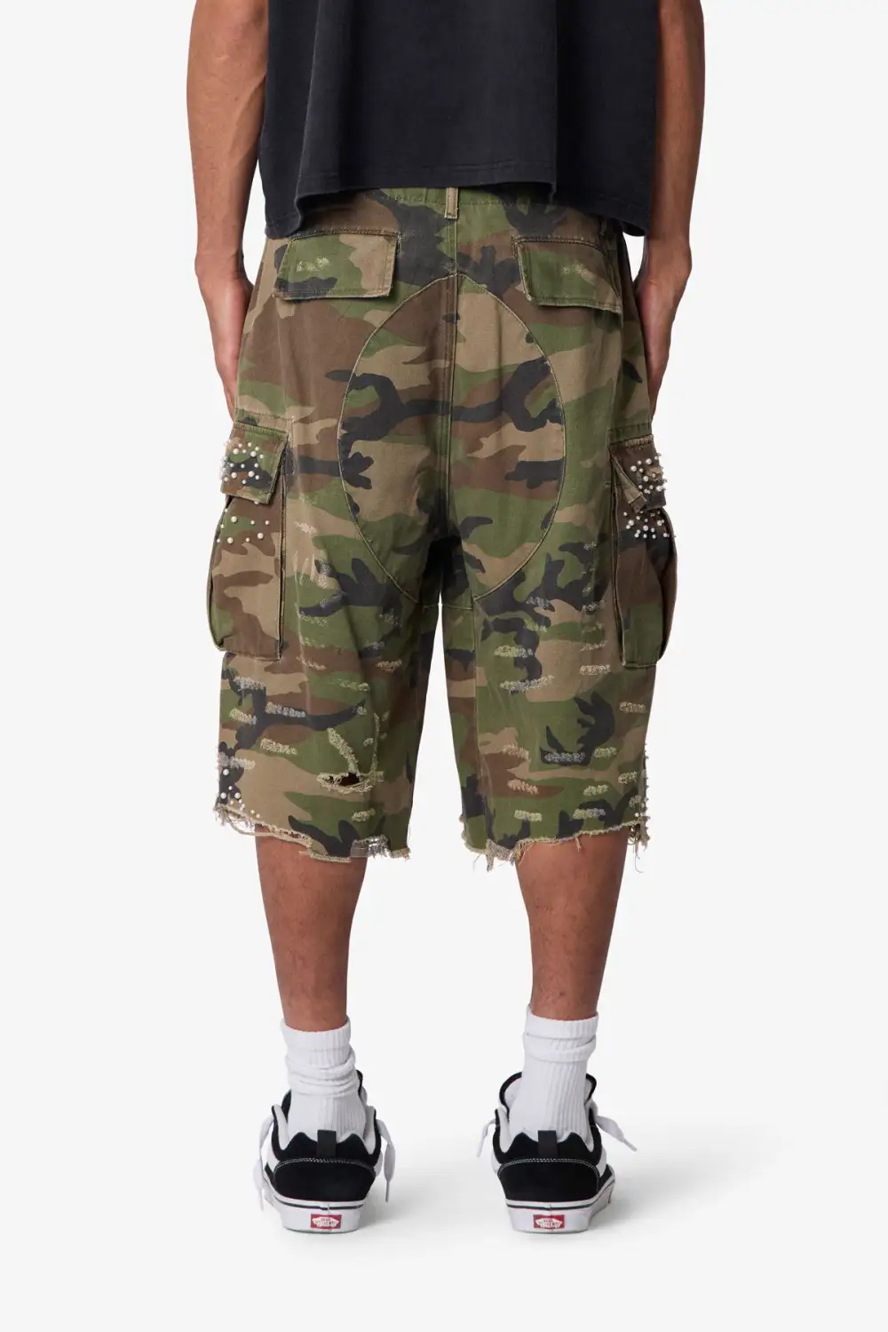 Pearled Utility Cargo Shorts