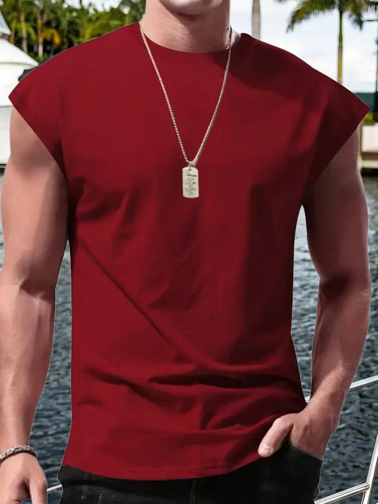 S Minimalist Drop Shoulder Sleeveless Tee Tank Top