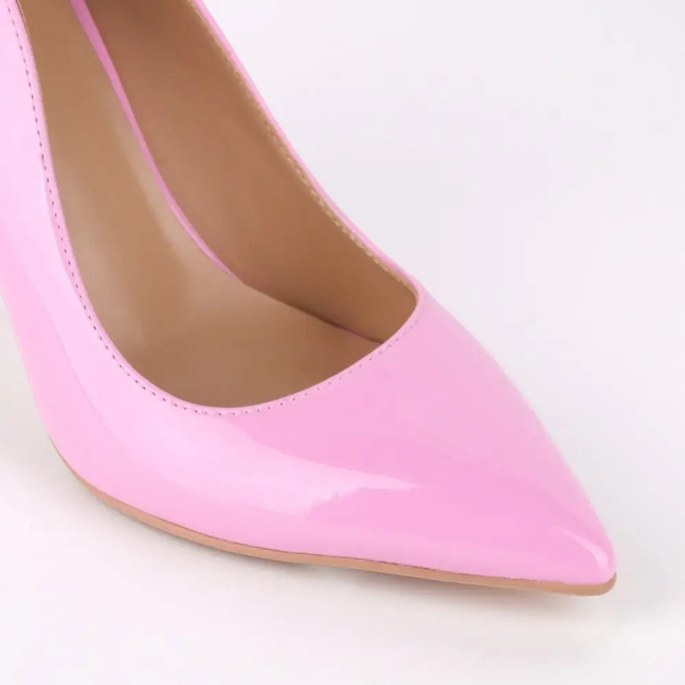 Modern Patent Finish Pointed Toe Stiletto Slip On Pumps