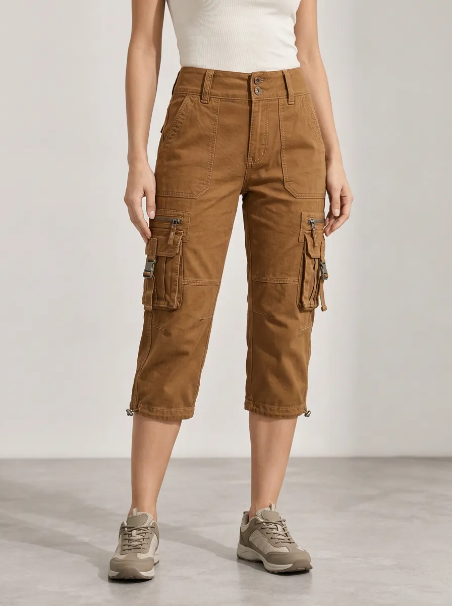Women's Effortless Multi-Pocket Utility Capri Pants
