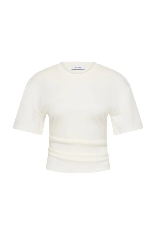 Cream Asymmetric Jersey Tee