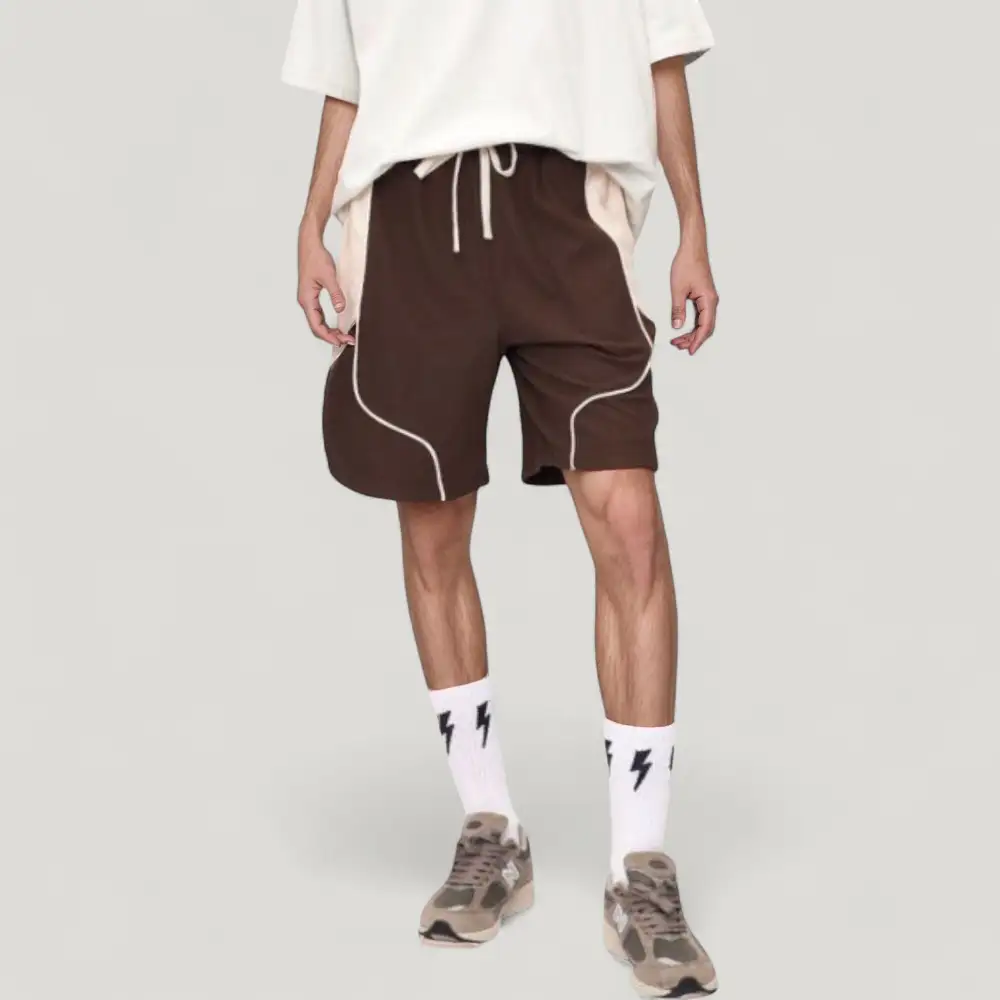 Drawstring Side-Pocket Colorblock Men's Athletic Shorts