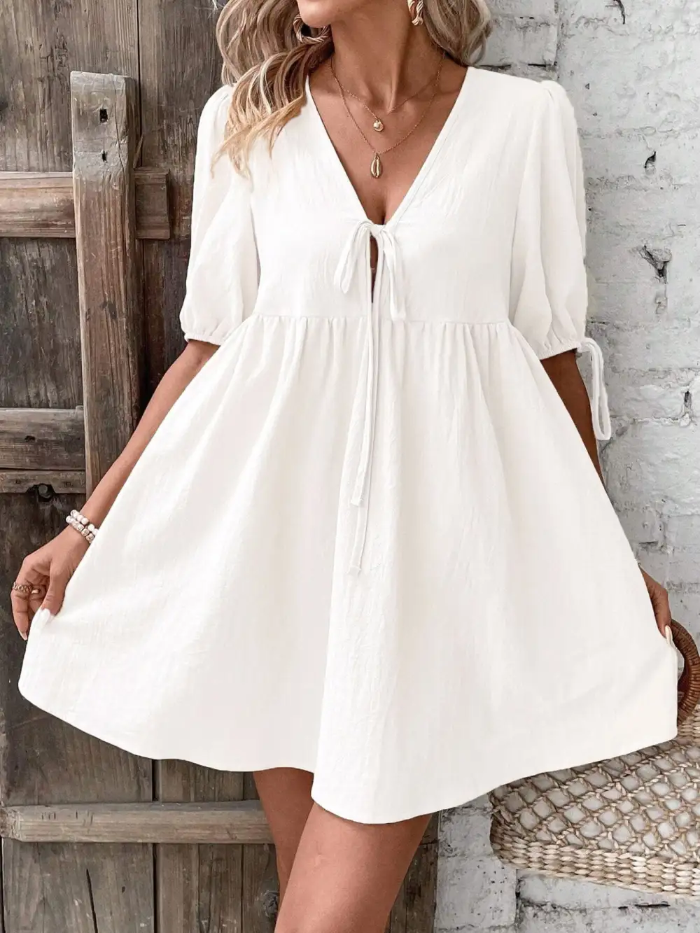 Puff Sleeve Mini Dress