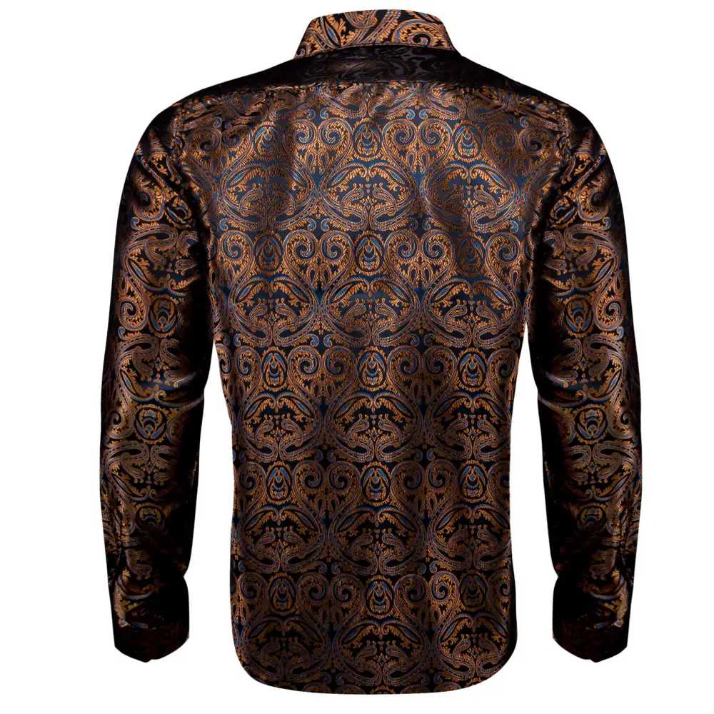 Modern Paisley Long Sleeve Silk Dress Shirt