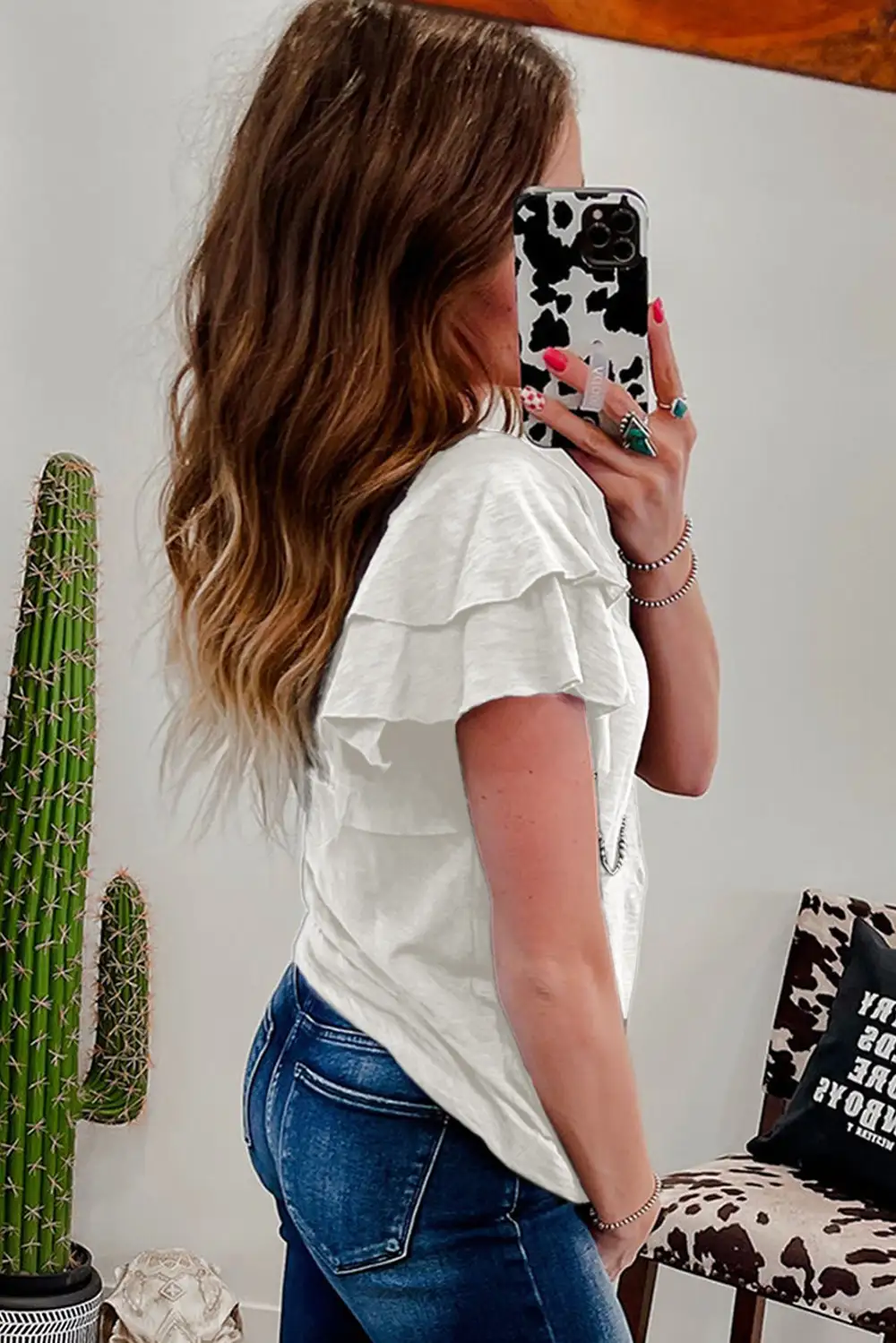 White Layered Ruffle Short Sleeve