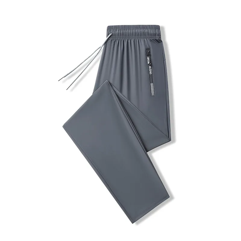 Men'S Ice Silk Pants Breathable Casual Pants Sports Pants Quick-Drying Pants Men'S Elastic Straight Large Size
