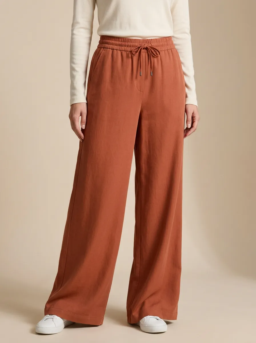 Wide-Leg Solid Women's Wide-Leg Pants
