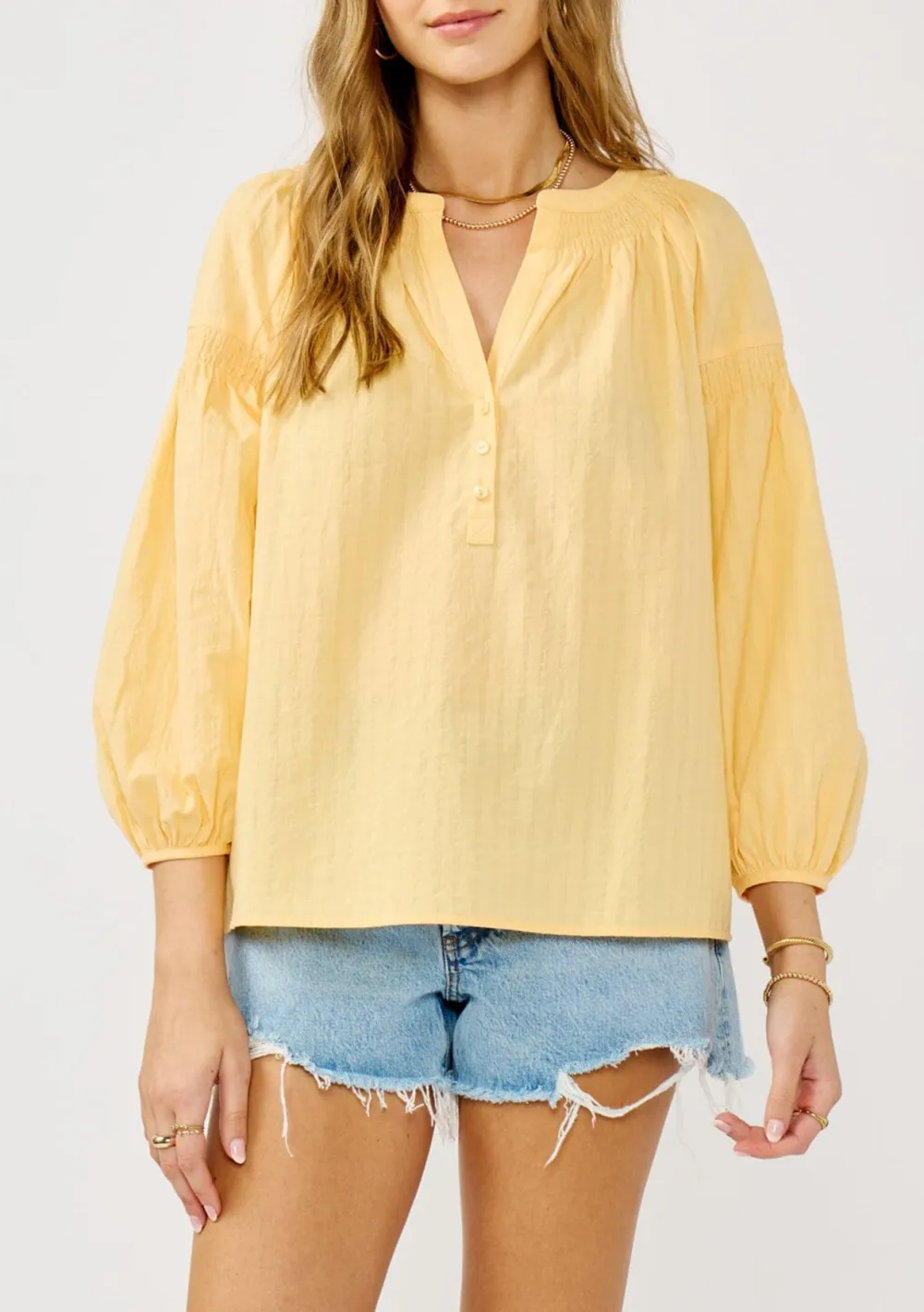 Notched Drop Shoulder Blouse