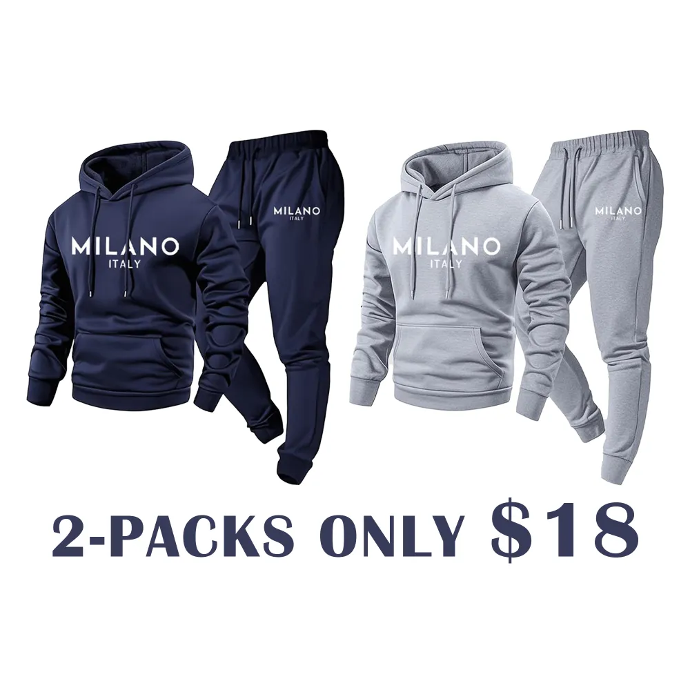 🔥WAREHOUSE SALE-Men's Milano Print Hoodie and Sweatpants Set | Casual Tracksuit for Indoor & Outdoor