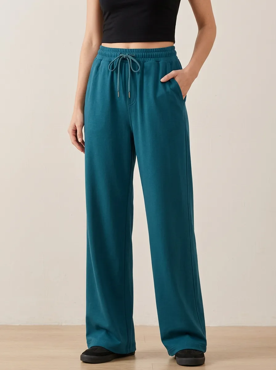 Clean-Line Wide-Leg Solid Women's Wide-Leg Pants