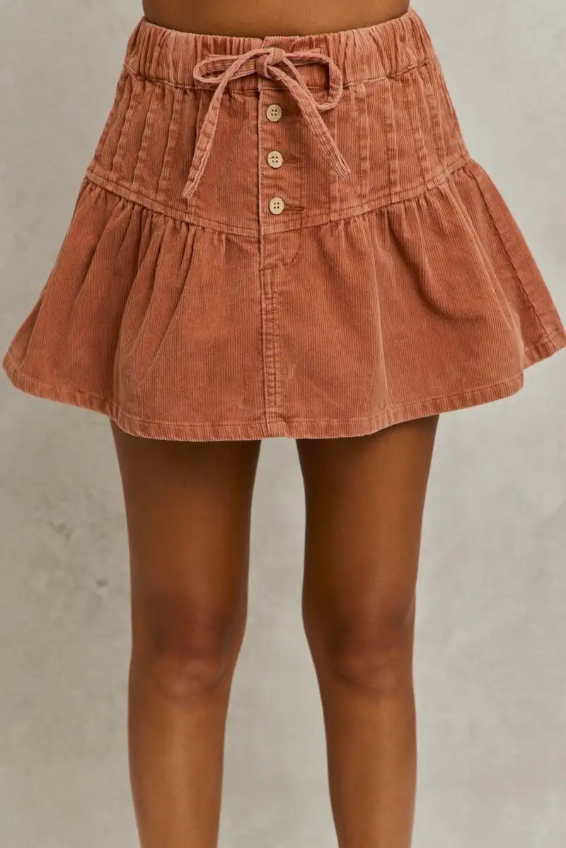 Button Front Flared Skirt
