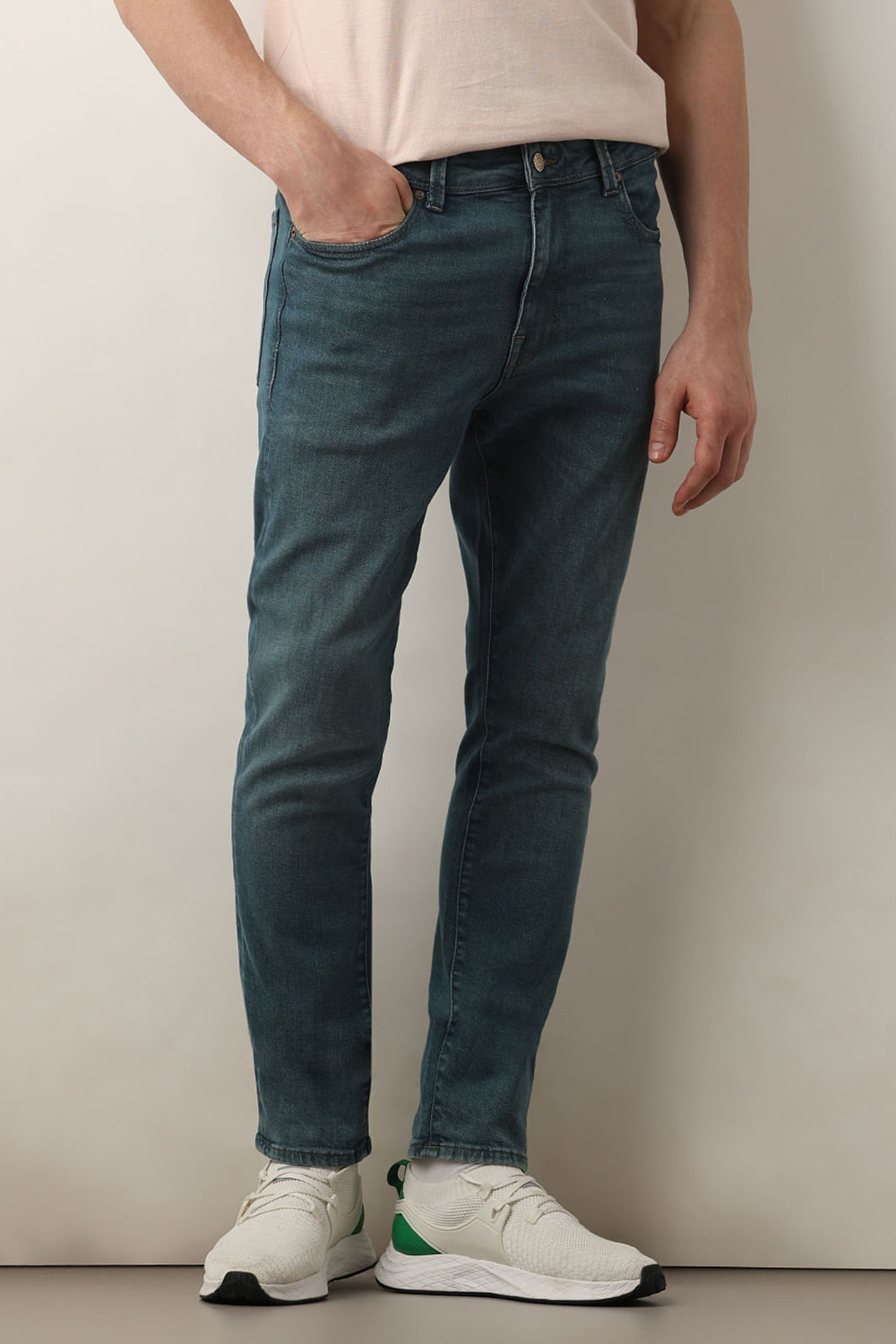 Blue Mid Rise Leon Slim Fit Jeans