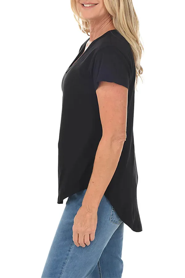 High-Low Slub Knit Cotton Tee