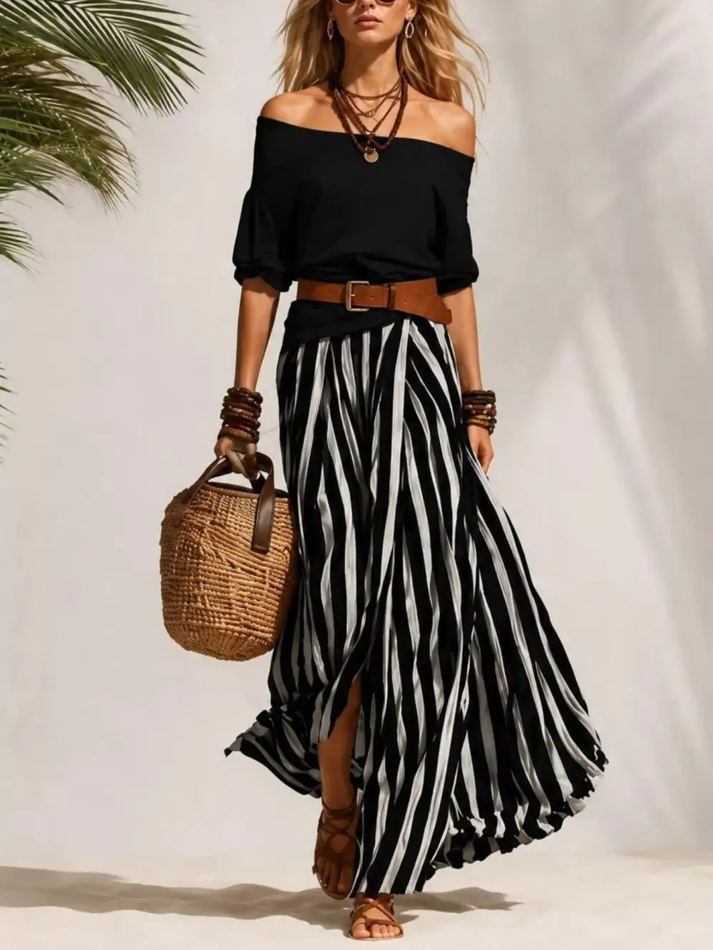 Off Shoulder Top and Maxi Skirt Set