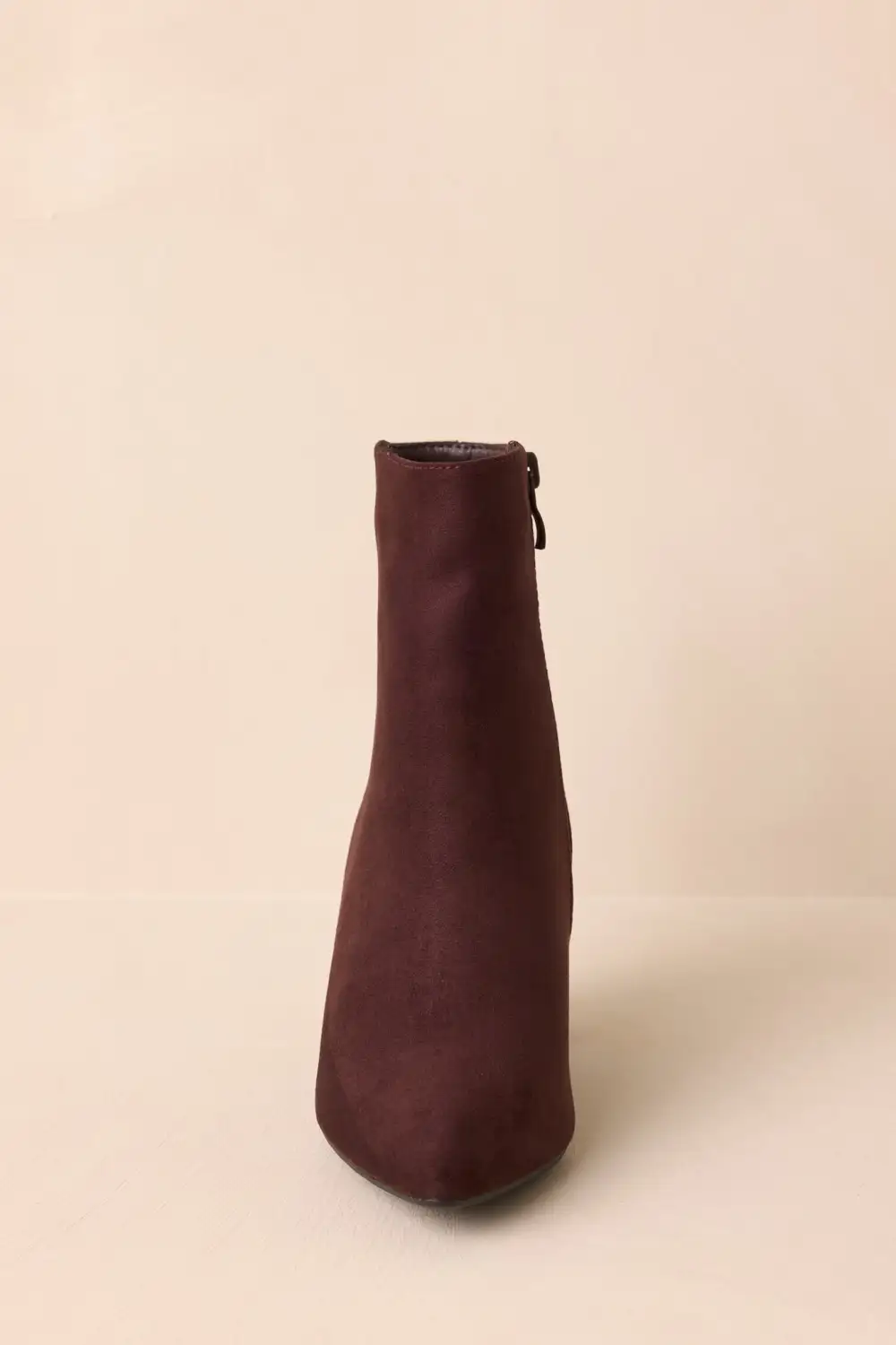 Faux Suede Pointed Toe Block Heel Ankle Boots