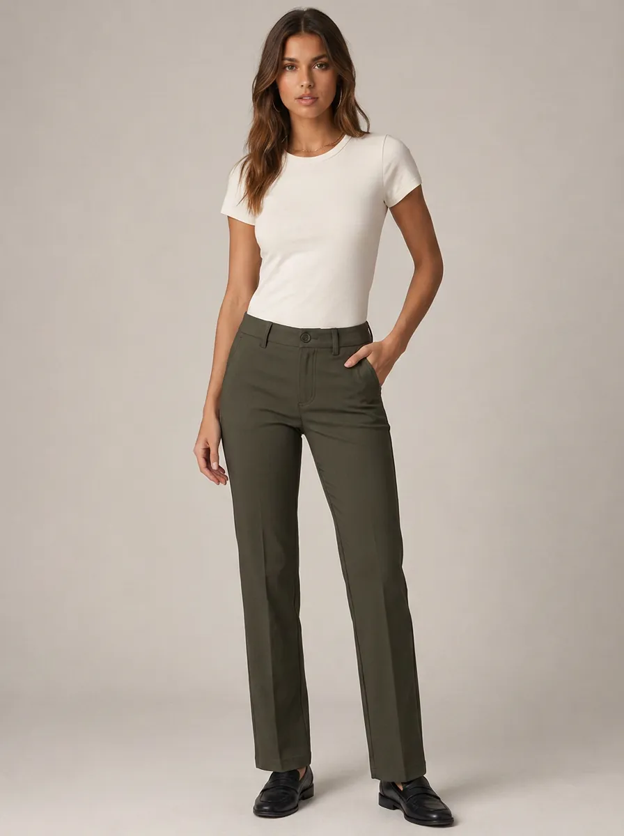 Women's Mid-Rise Straight Leg Trousers