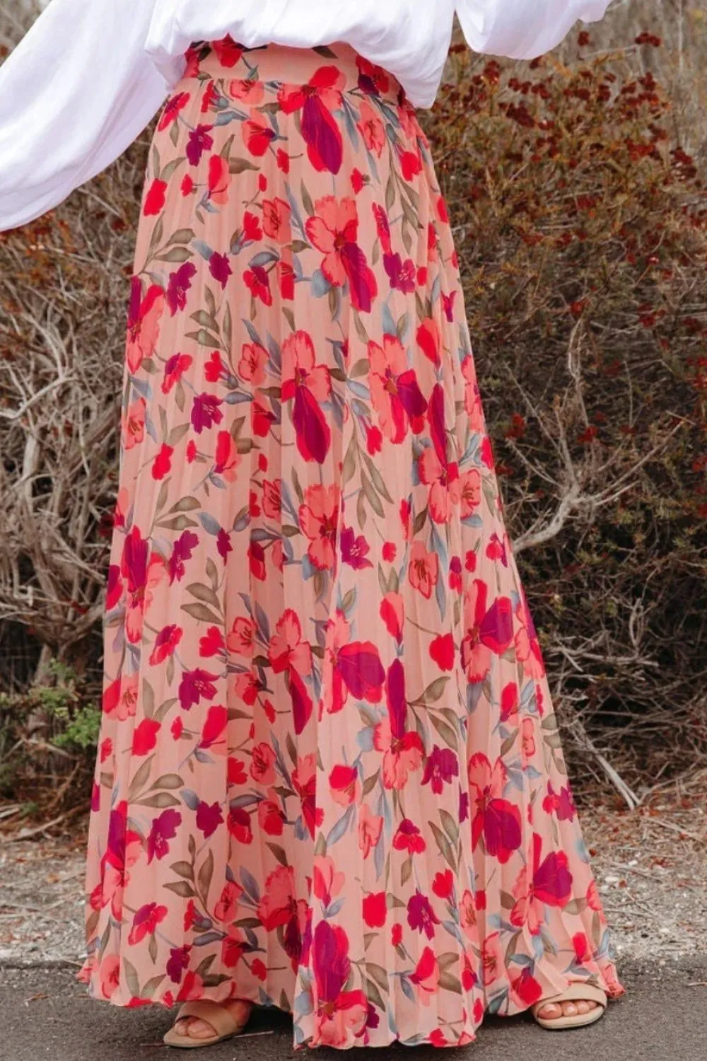 Structured Pleated Printed Skirt