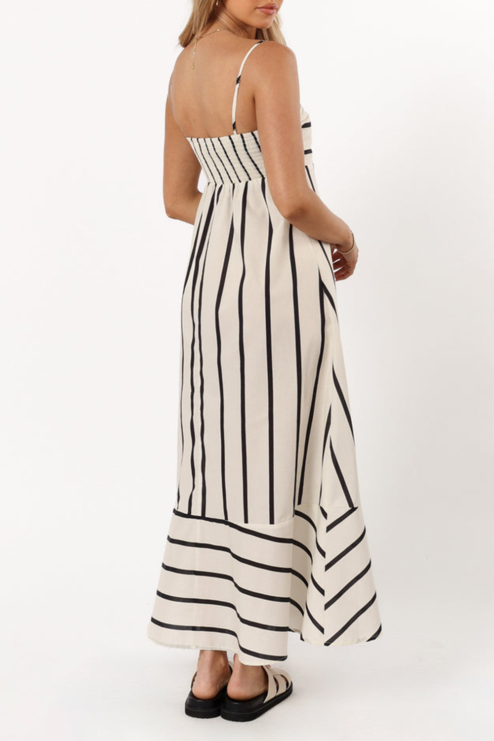 CREAM STRIPE MIDI DRESS