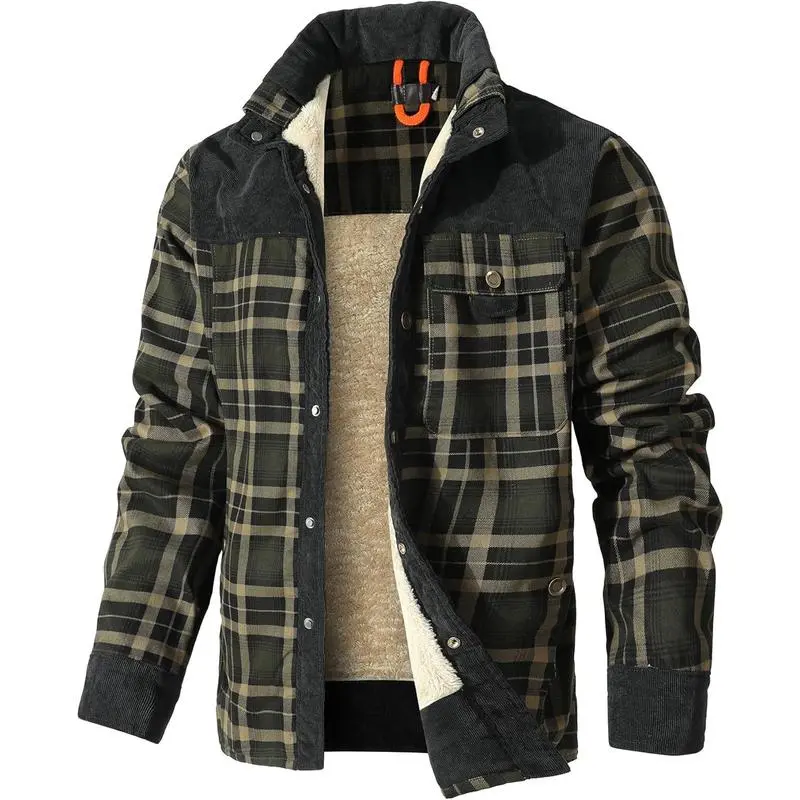 Men's Plaid Flannel Autumn and Winter Warm Jacket