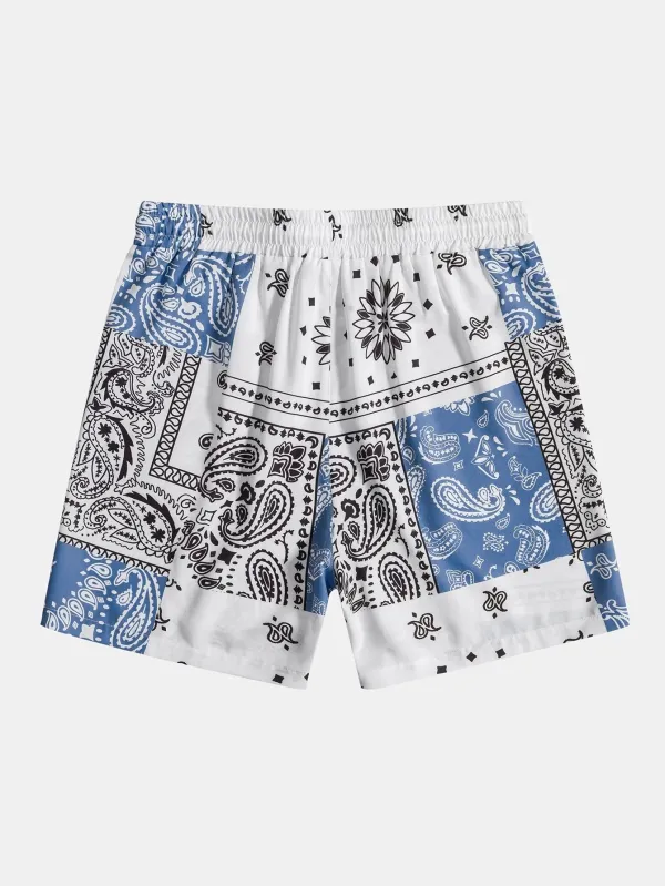 Vintage Print Drawstring Shorts