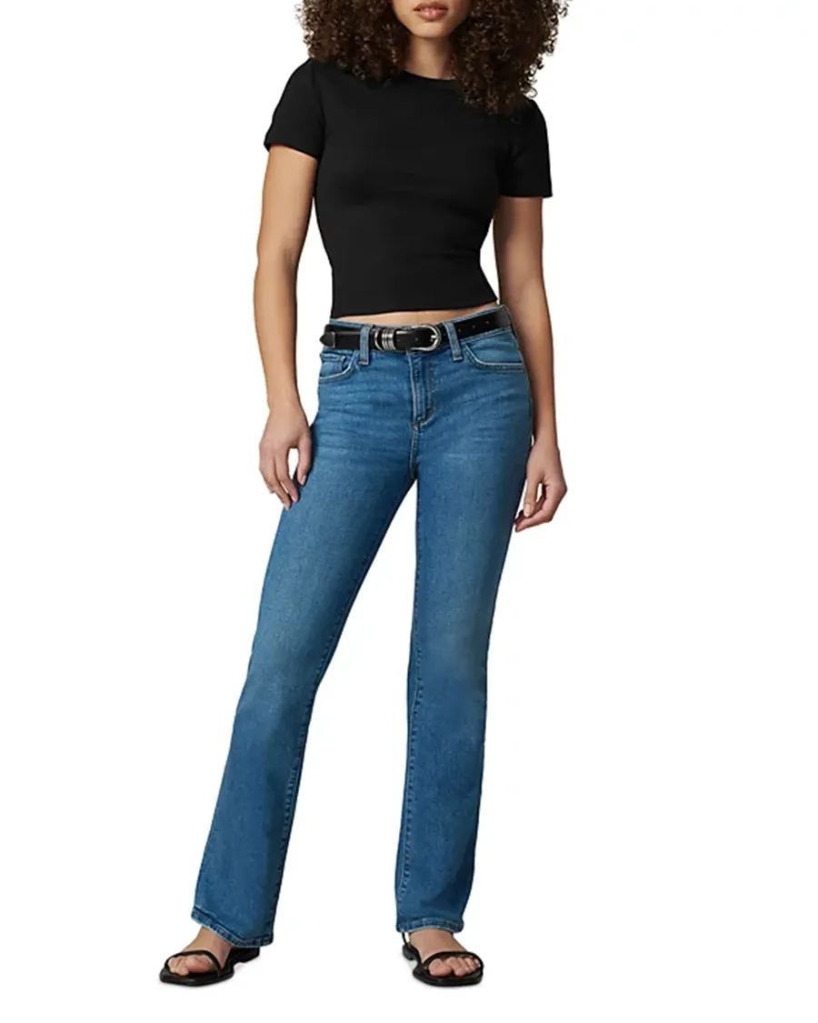 Blue Casual Style Mid Rise Bootcut Jeans