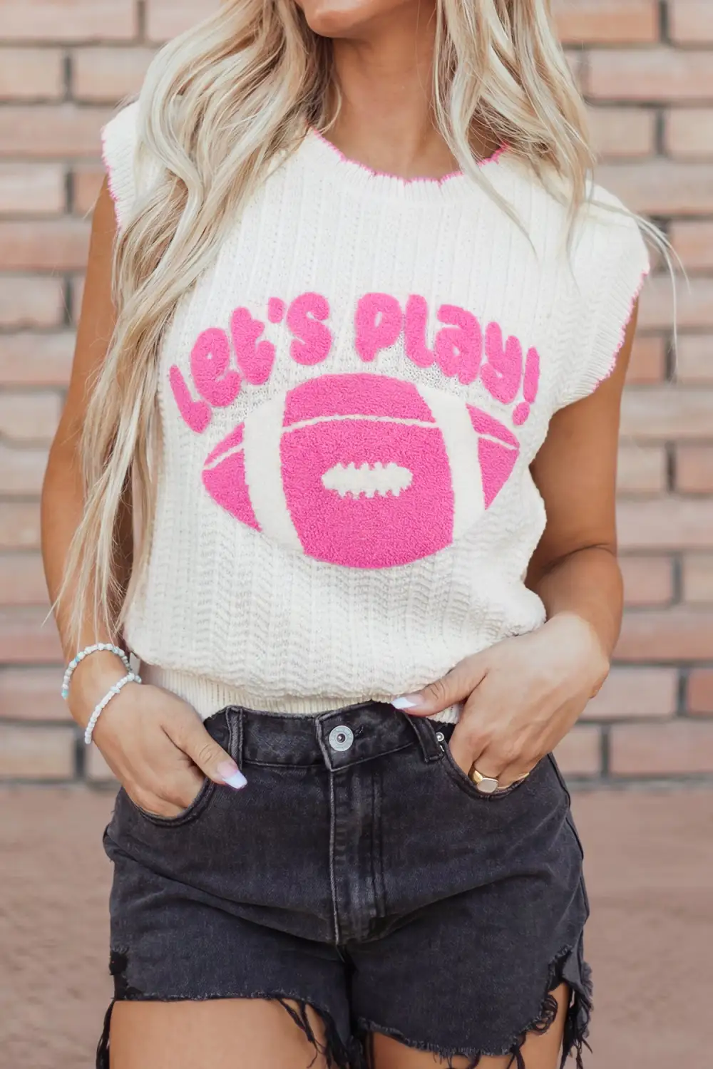 Rugby Pattern Textured Knit Everyday Shift Sweater Vest