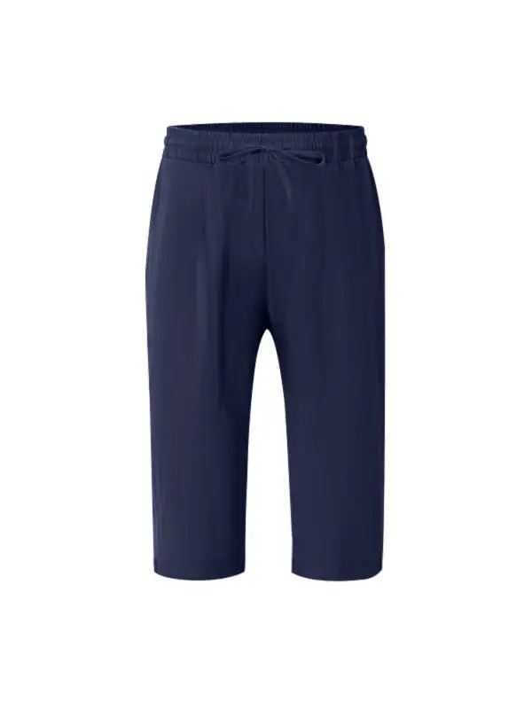 Men's Full Size Casual Drawstring Cropped Pants Plus