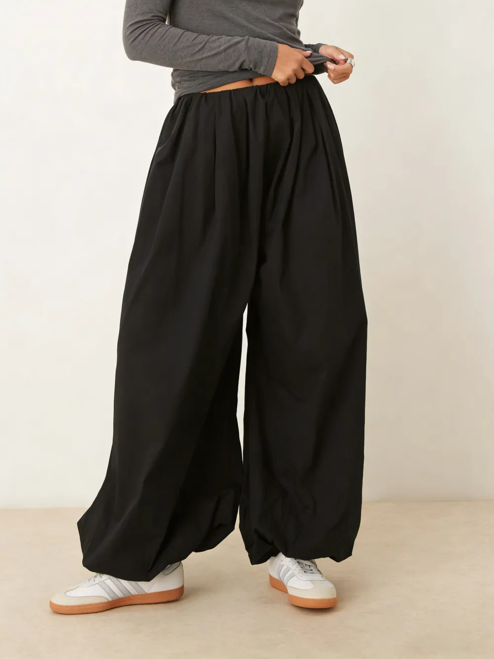 Baggy Cuffed Wide-Leg Pants