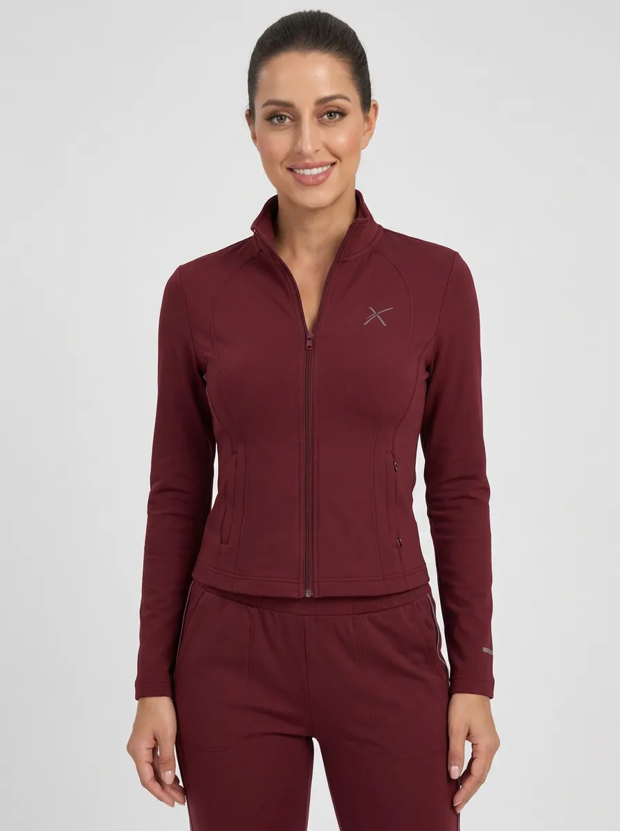 Women's Dusty Blue Piping Zip-Up Jacket & Jogger Set