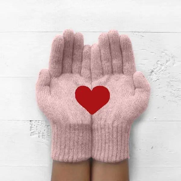 Women'S Heart Print Gloves 77819735C