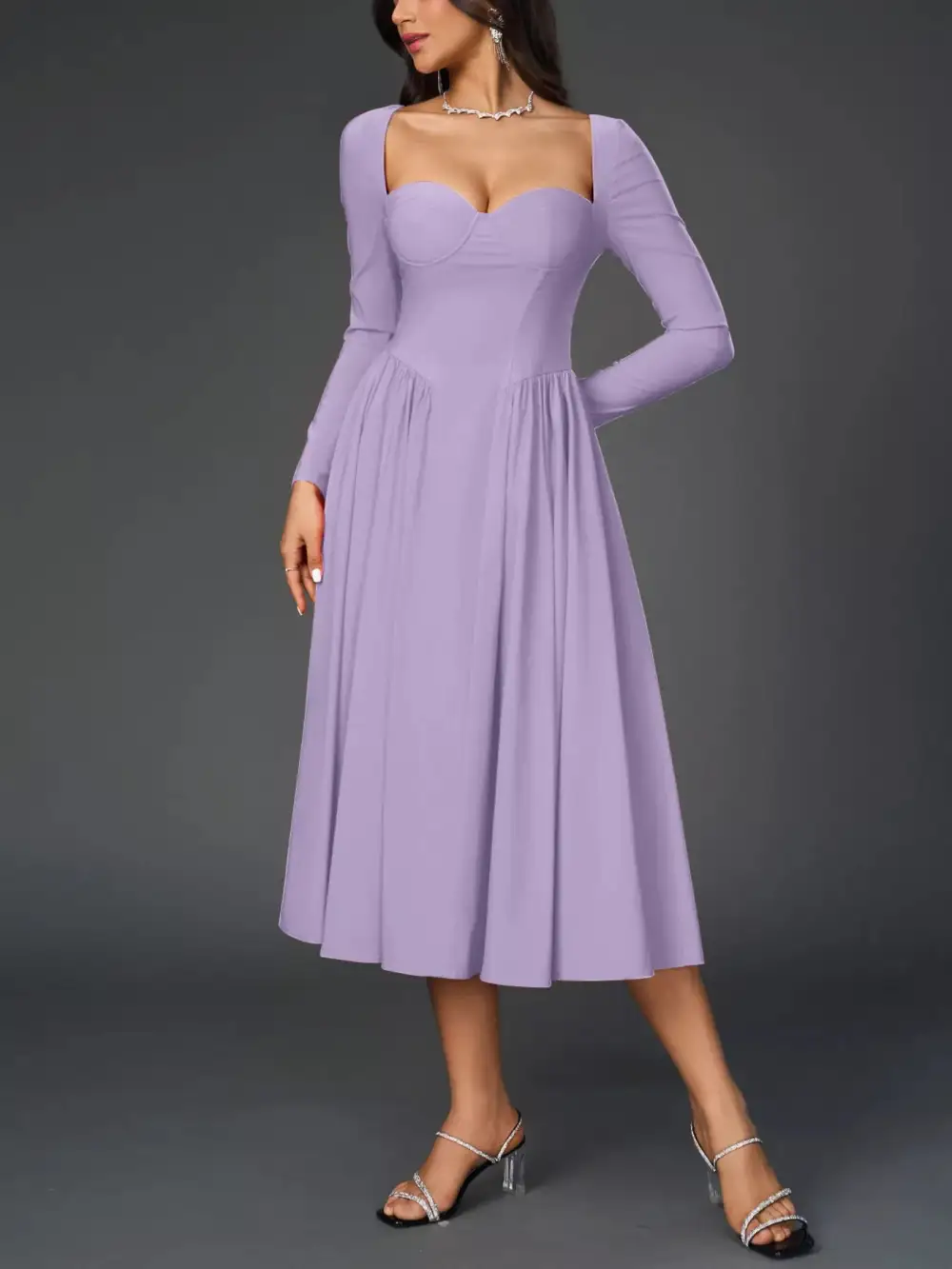 Long Sleeve Maxi Tie Detail Dress