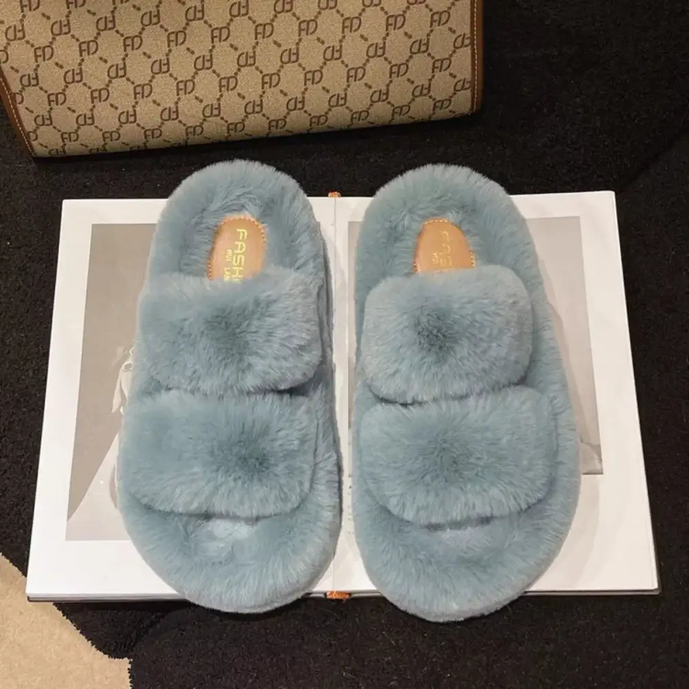 Refined Fuzzy Open Toe Slippers