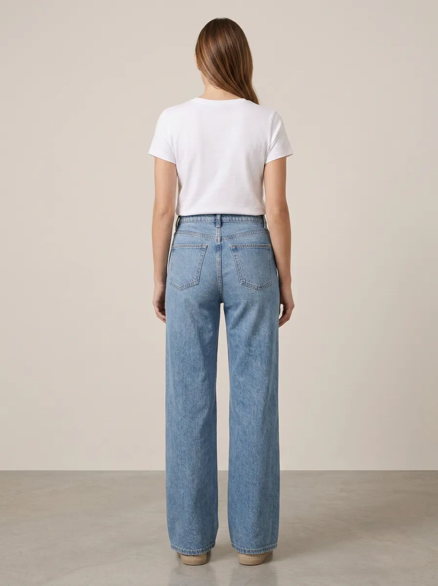 Casual-Chic High-Rise Wide-Leg Denim Jeans