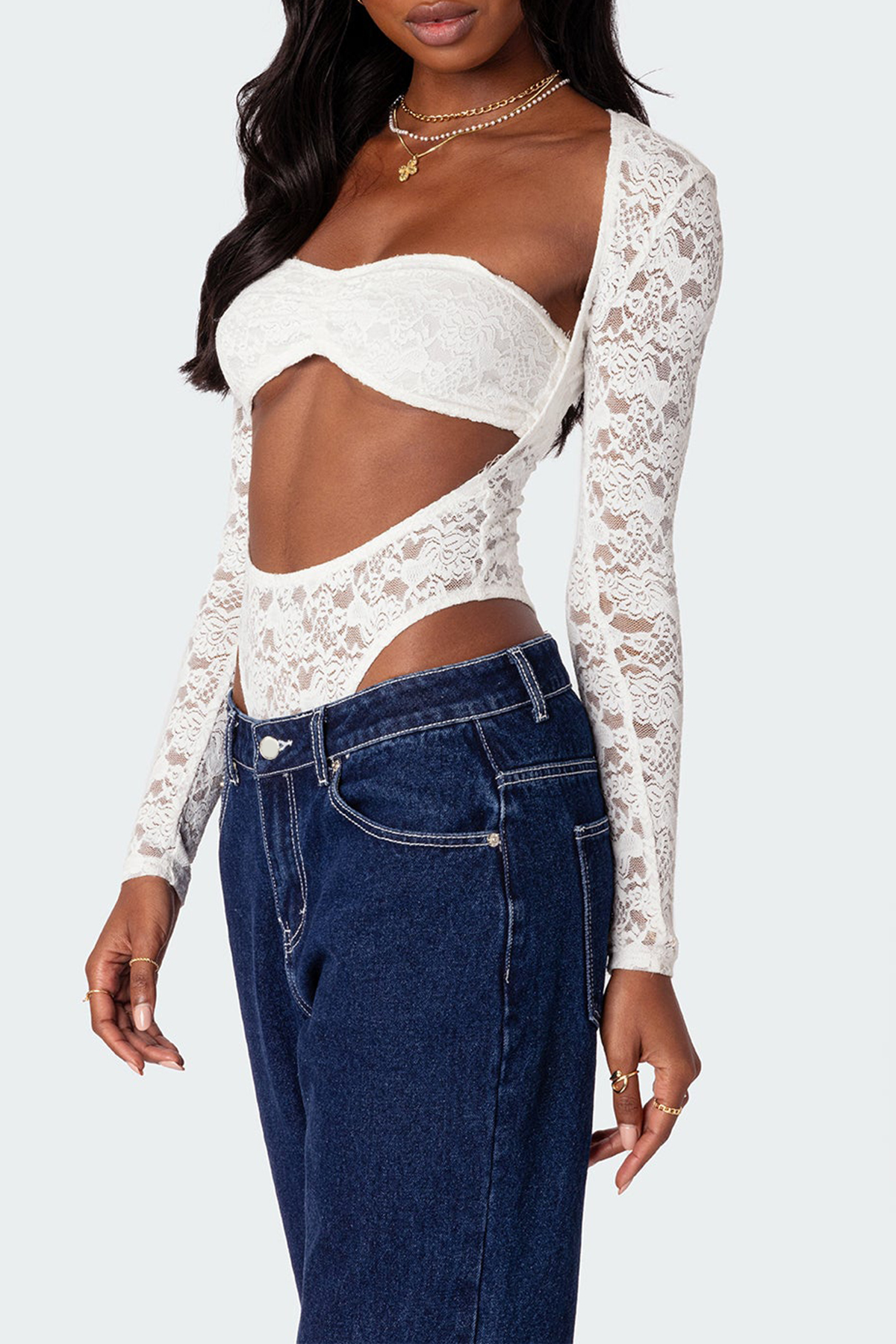 Two Piece Sheer Lace Bodysuit