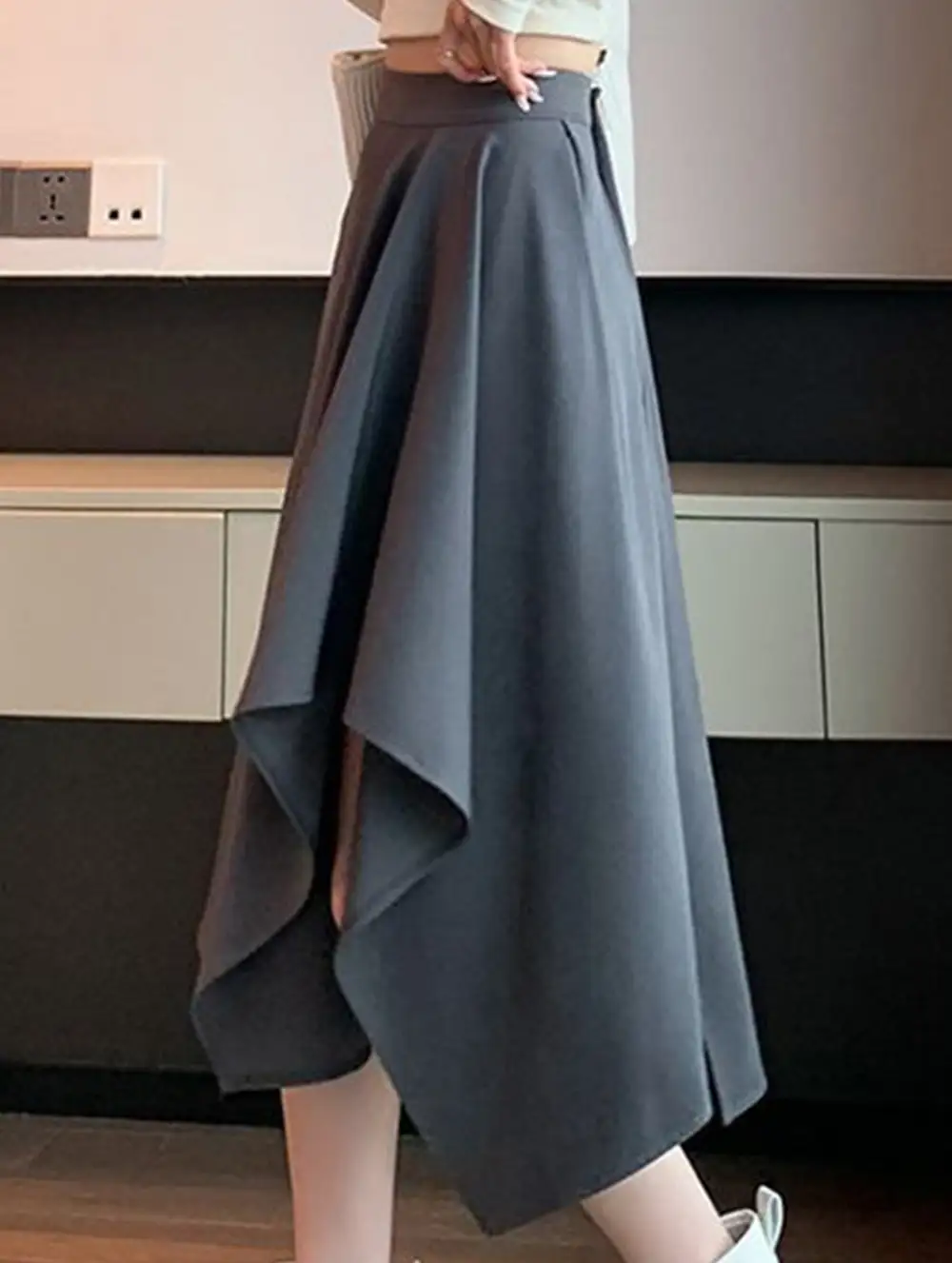 Irregular A-Line Midi Skirt