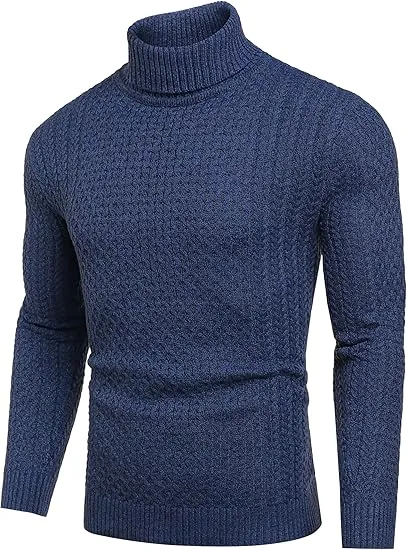 Men's Slim Fit Turtleneck Sweater Casual Knitted Twisted Pullover Solid Sweaters PACKAGE SET