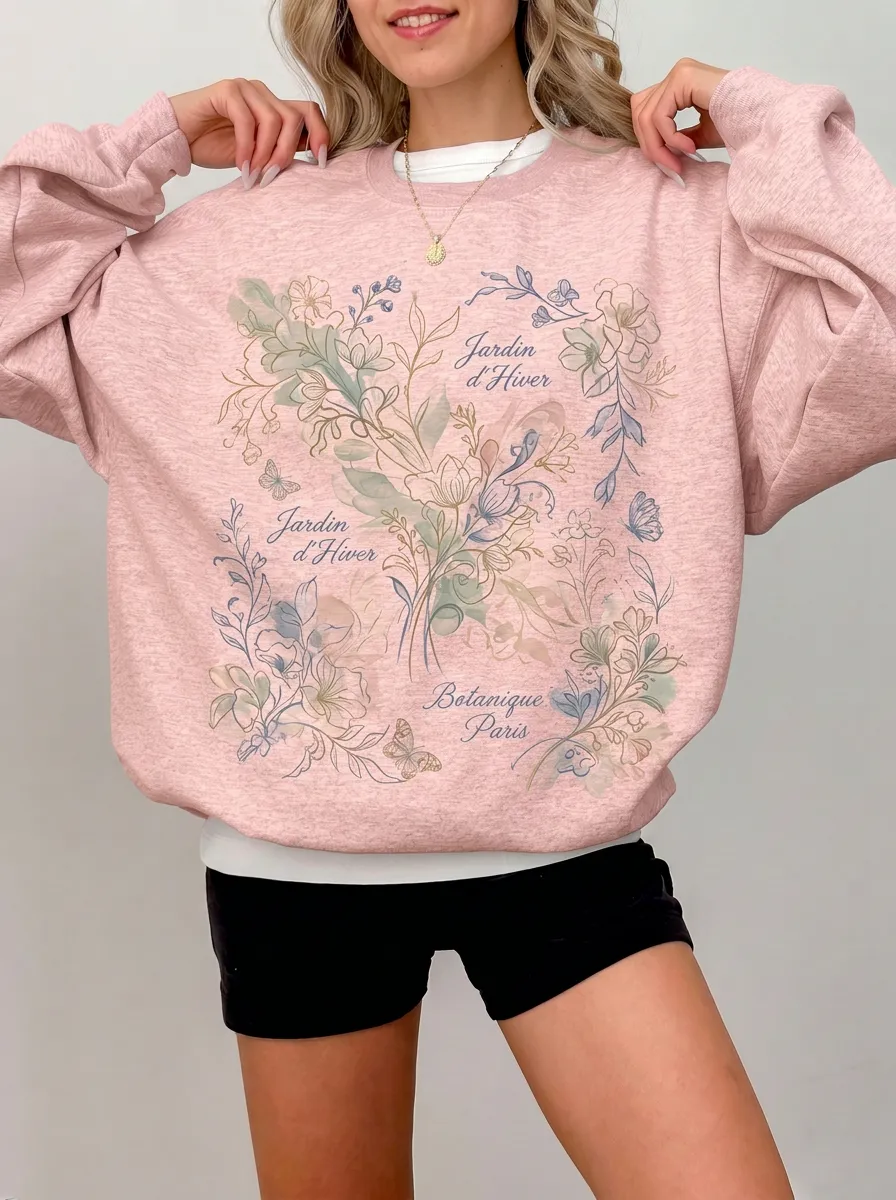 Women's Jardin d'Hiver Botanical Paris Floral Printed Sweatshirt