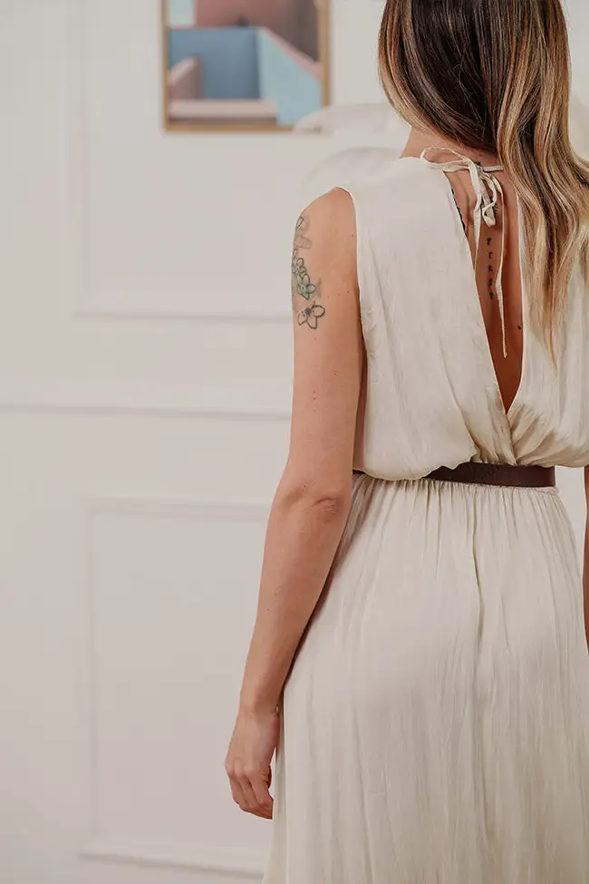 Refined Maxi V Neck Dress