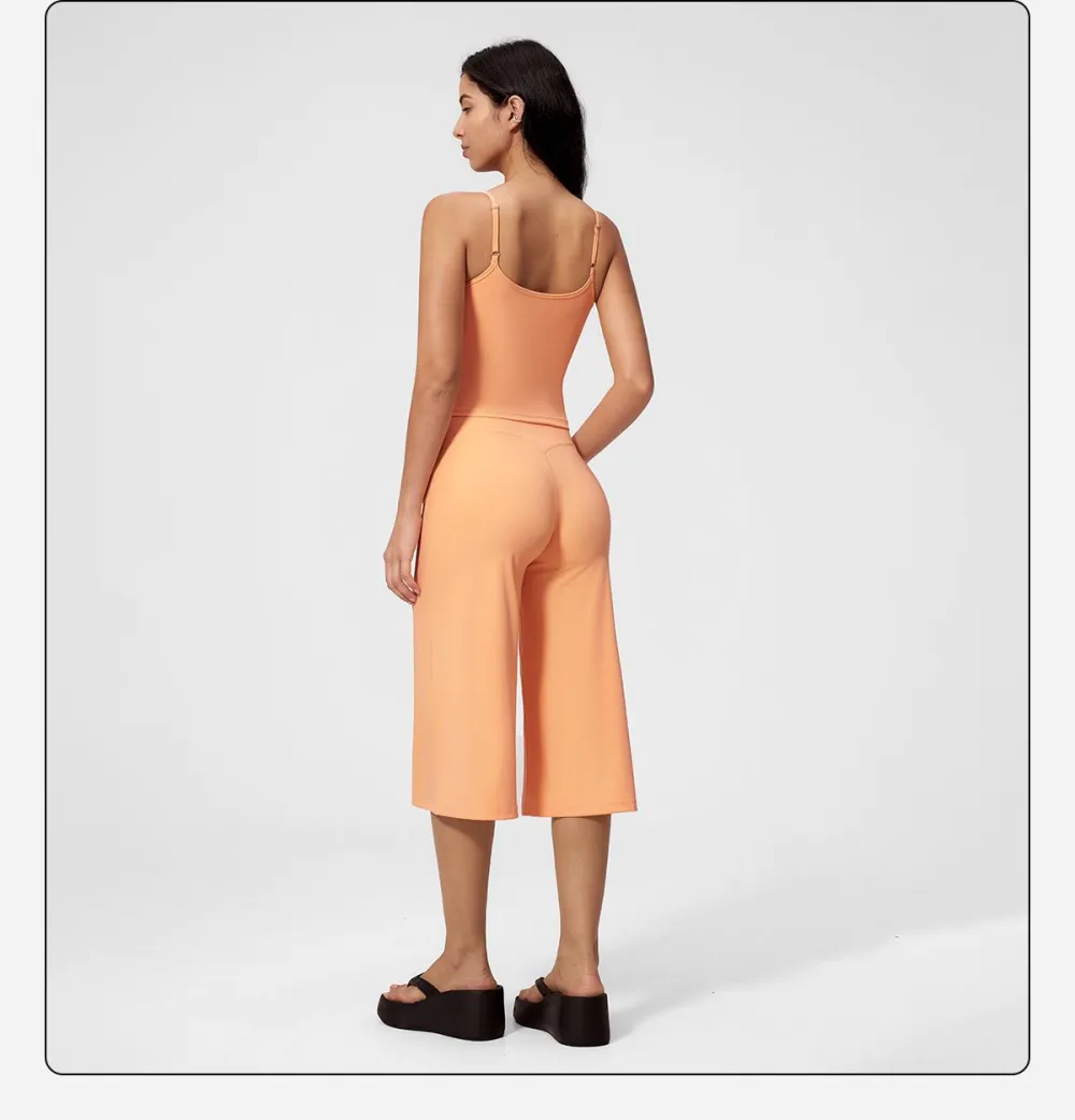 Strappy Tank Top and High-Waisted Mid-Length Shorts — Outdoor Running & Sports Set