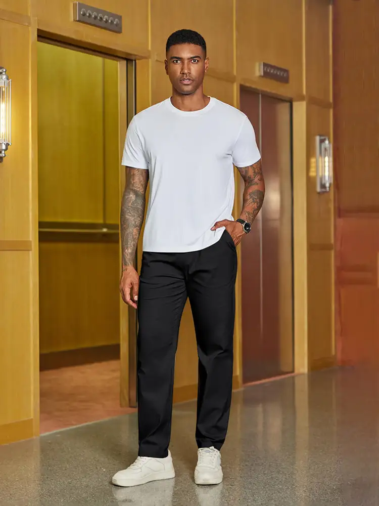 Casual Straight Leg Drawstring Chino Pants