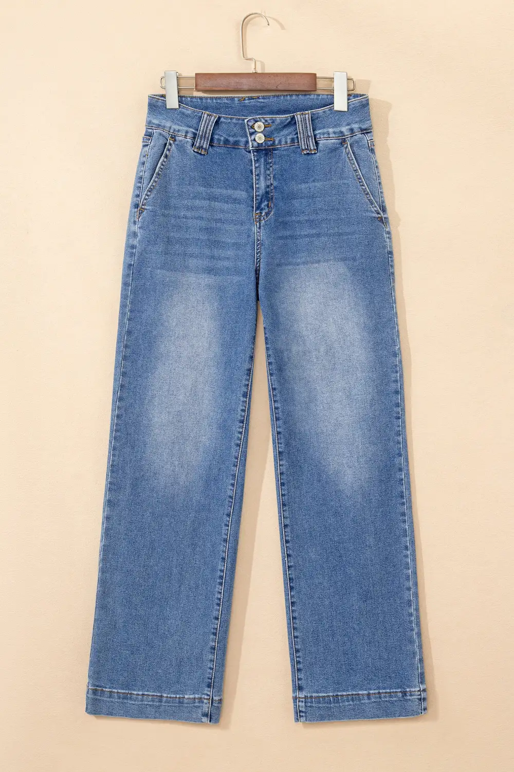 High-Waist Pocketed Stretch Straight Leg Jeans