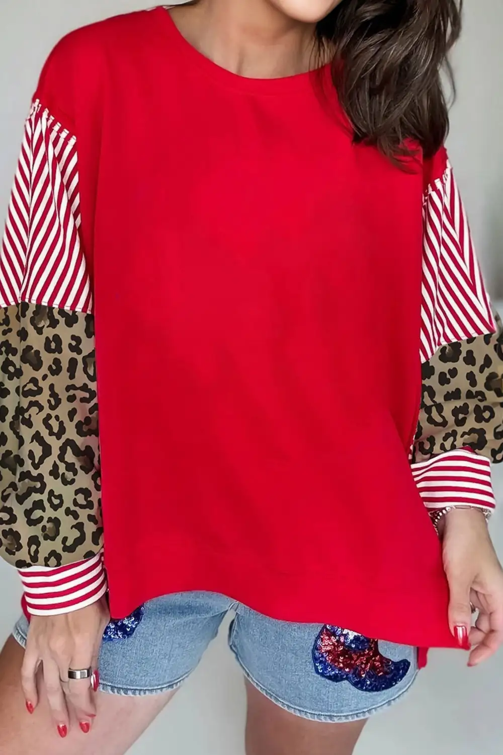 Striped Patchwork Sweatshirt