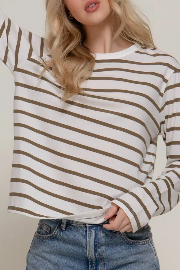 Striped Crew Neck Long Sleeve Tee