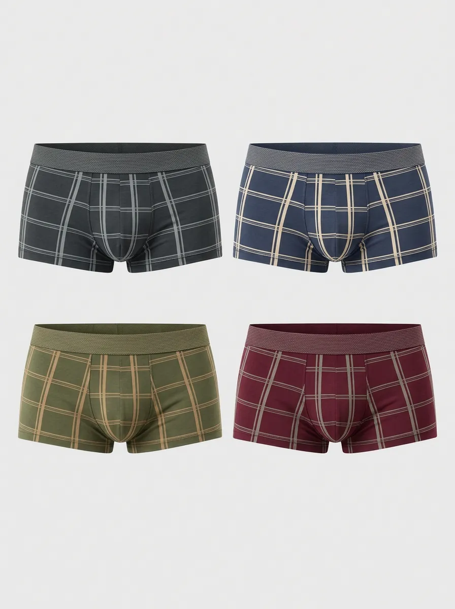 Men's Everett Plaid Boxer Briefs 4-Pack