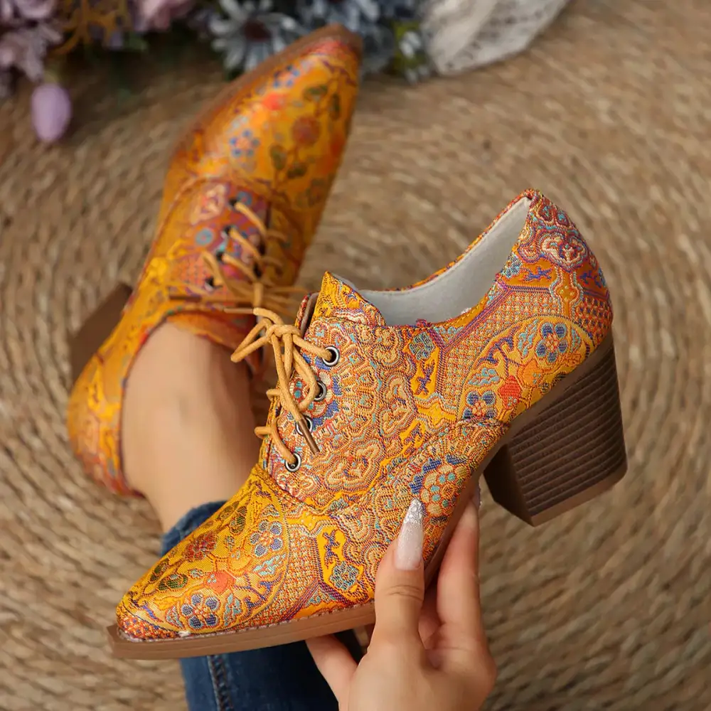 Refined Point Toe Block Heels Ankle Boots
