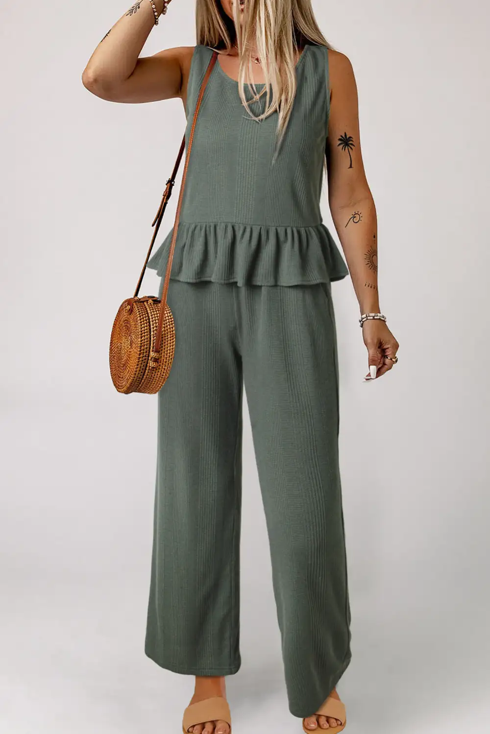 Solid Pants Soft Pants Lounge Set