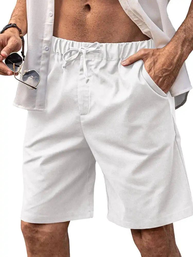 Classic Elastic Waist Linen Shorts