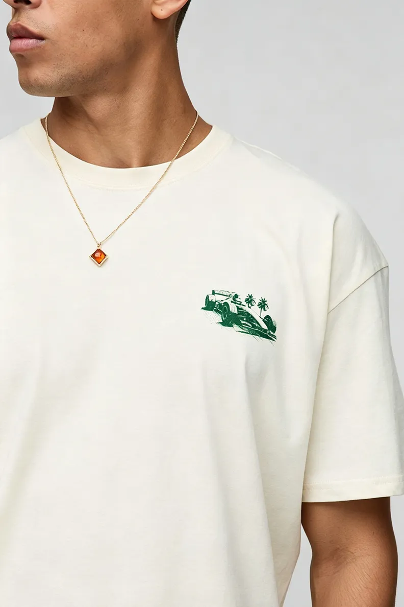 Ecru Oversized Racing T-Shirt
