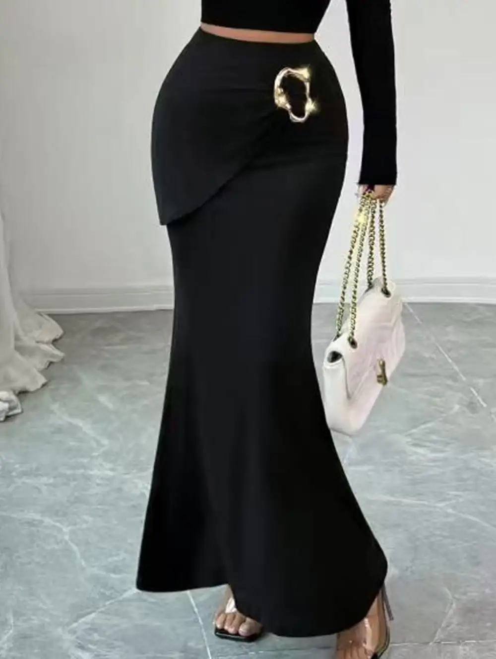 Metal Detail Mermaid Midi Skirt